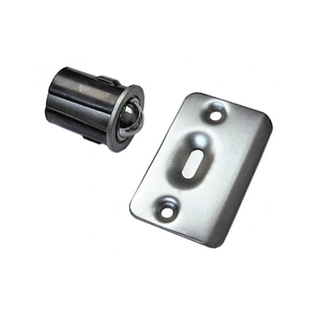 Cal-Royal Adjustable Drive-In Ball Catch Full Lip Strike, 1-3/8 x 2-1/4 Round Corner Strike, US26D Satin DIB1-26D